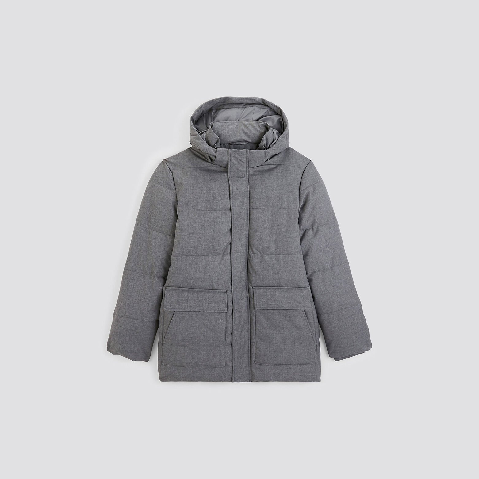 Doudoune tissage flanelle et col montant Gris moyen