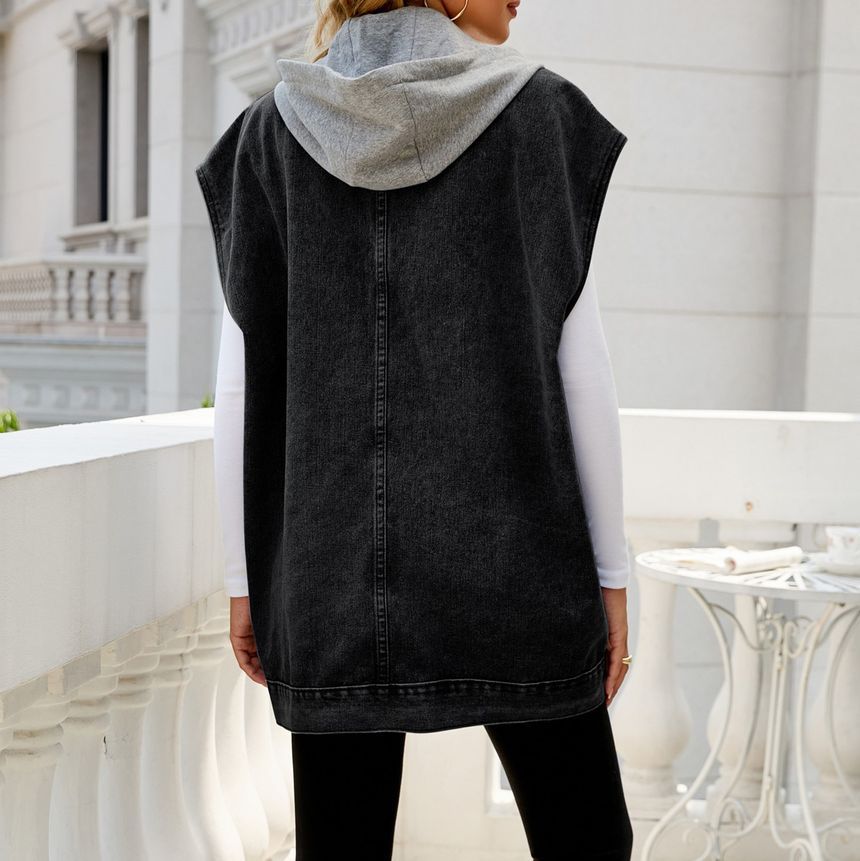 Rantucket Hi - Losvallend denim vest met panelen