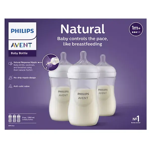 Mamadeiras Avent Natural Response 3.0, pacote com 3 unidades de 260ml