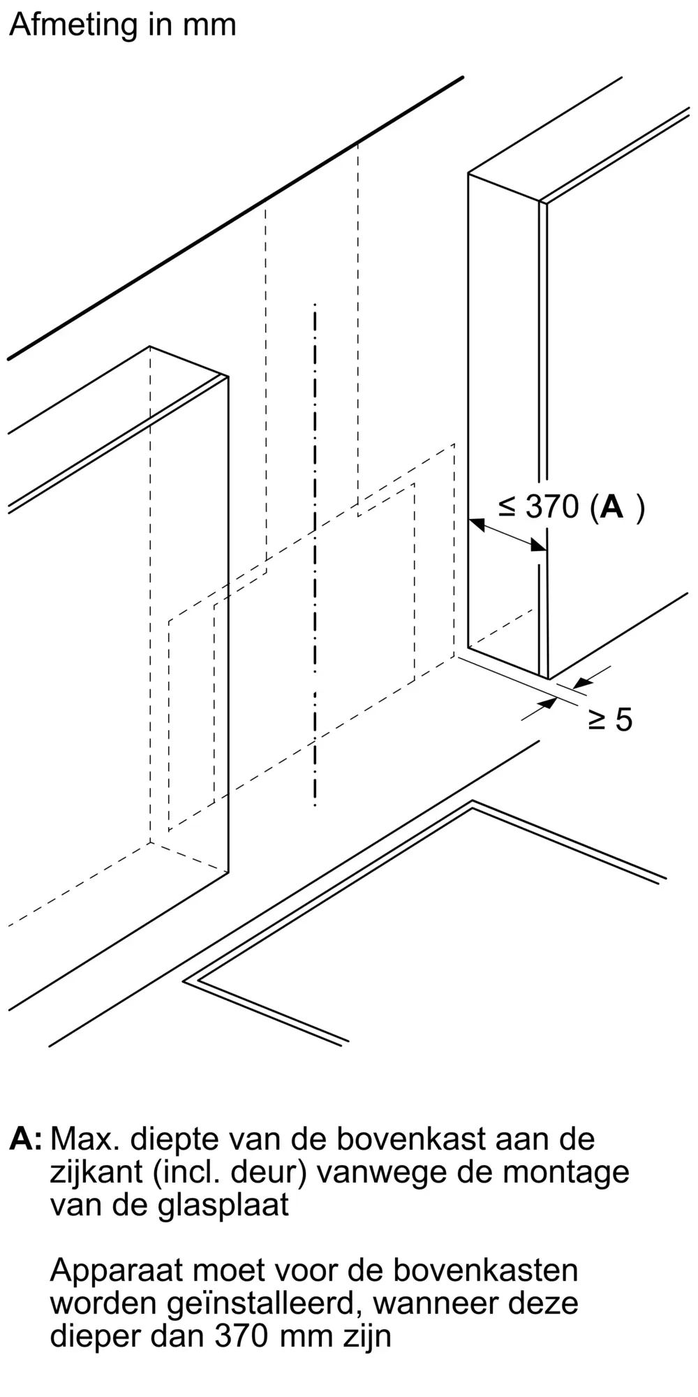 Serie 8 Wandschouwkap 90 cm zwart glas, Zwart