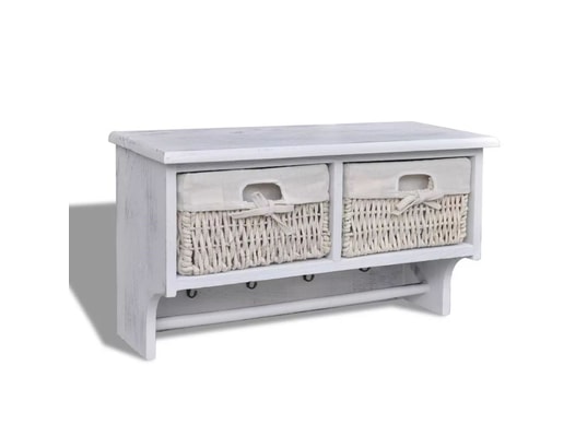 VIDAXL - Porte manteau Porte-manteau blanc 60x23,5x33 cm bois de paulownia