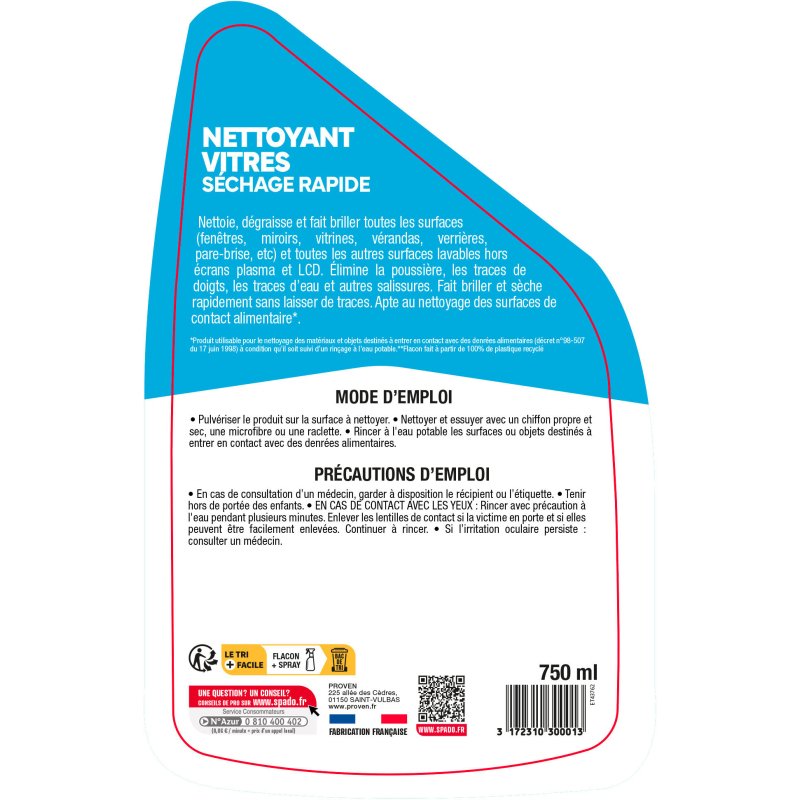 Nettoyant vitres Spado - Spray de 750 ml