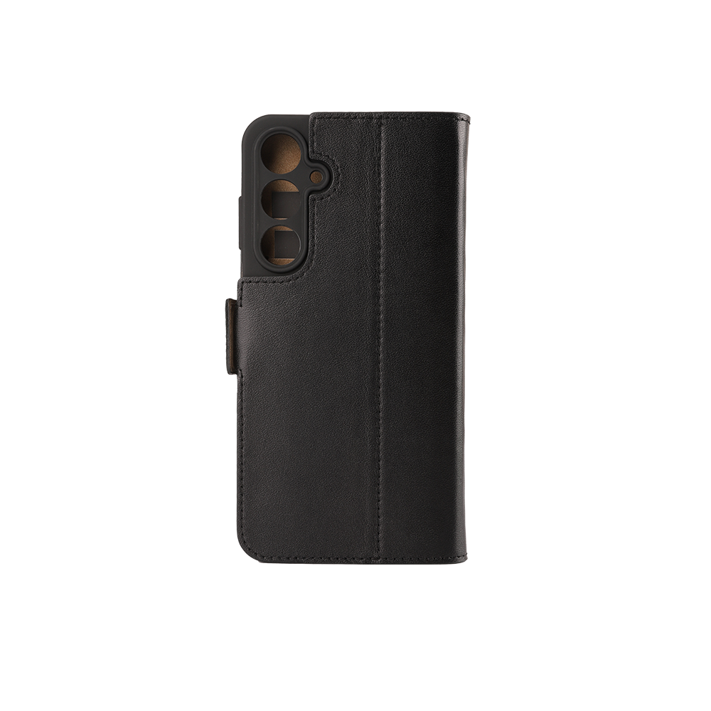Samsung Galaxy S25 Echtleder Tasche Flip Cover Hand Made (FABIOS25-01) - Schwarz