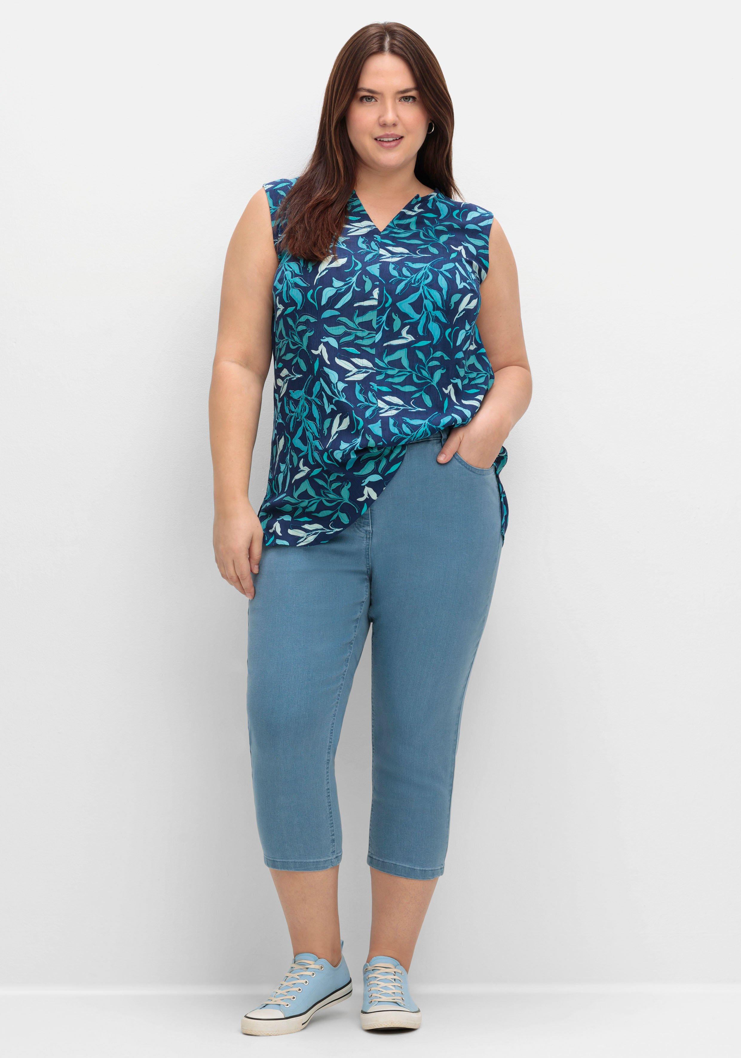 3/4-Jeans mit Zierschnürung hinten am Saum