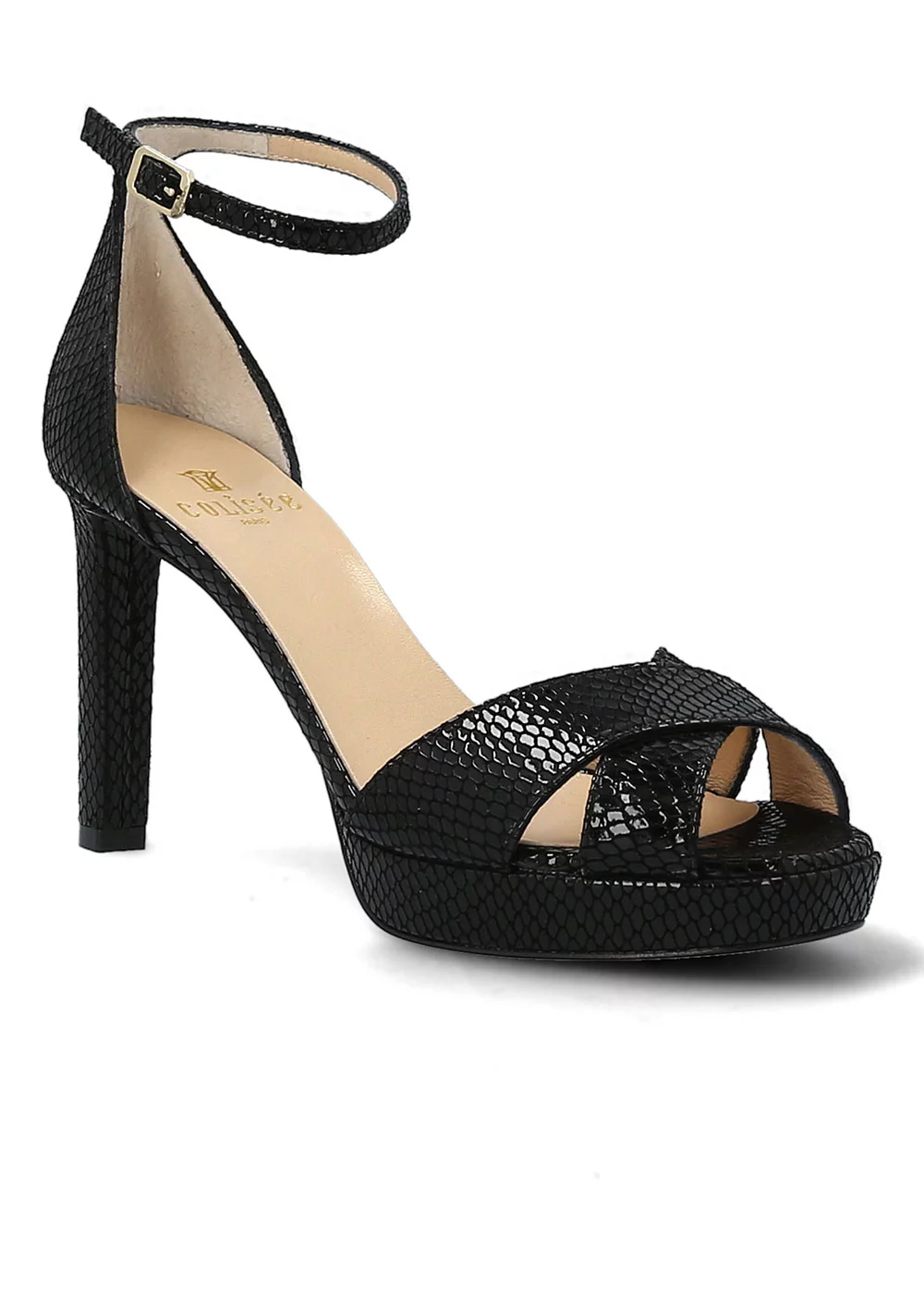 SANDALE MYRTILLE PYTHON NOIR