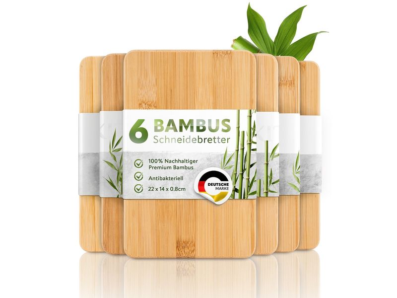 Exitoso Schneidebretter aus Bambus 14 cm  x 22 cm Praktisches 6er Set