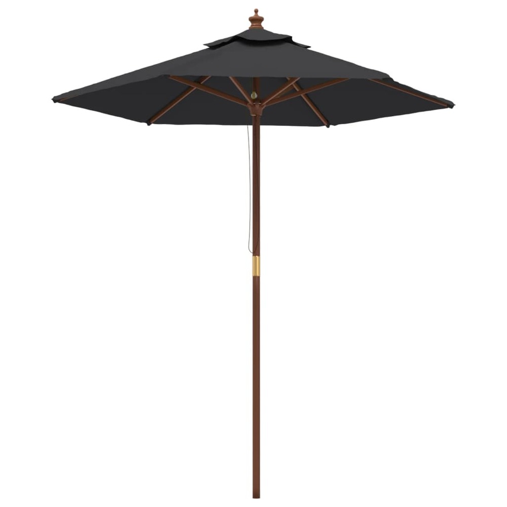 Parasol de jardin avec mât en bois 196 x 231 cm noir