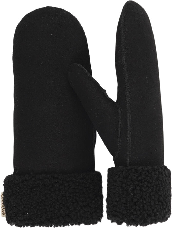 Lovelies BELUKTA - MITTENS - SHEEP SUEDE W/ CURLY SHEARLING AROUND TH Black / black
