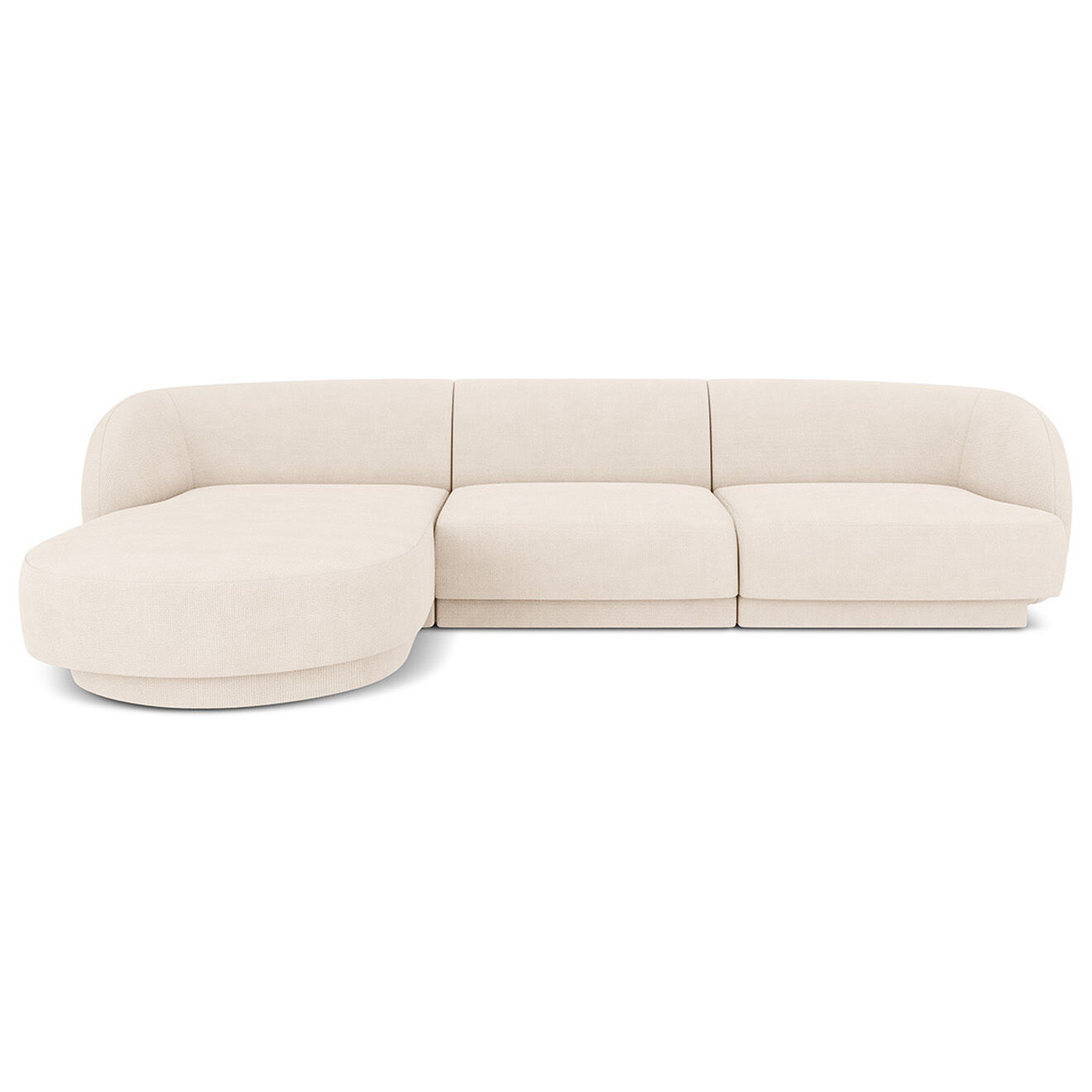 Micadoni Canapé d'Angle Gauche Miley chenille 4 Places beige clair - 259x155x74 cm
