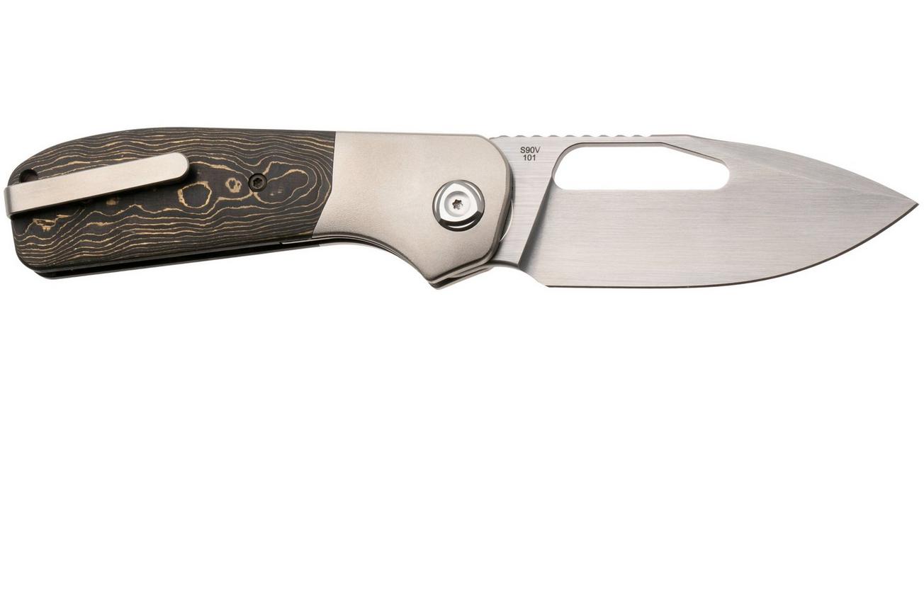 Liong Mah Field Duty 3.5 Satin S90V, Gold Camo Carbonfiber Titanium, zakmes