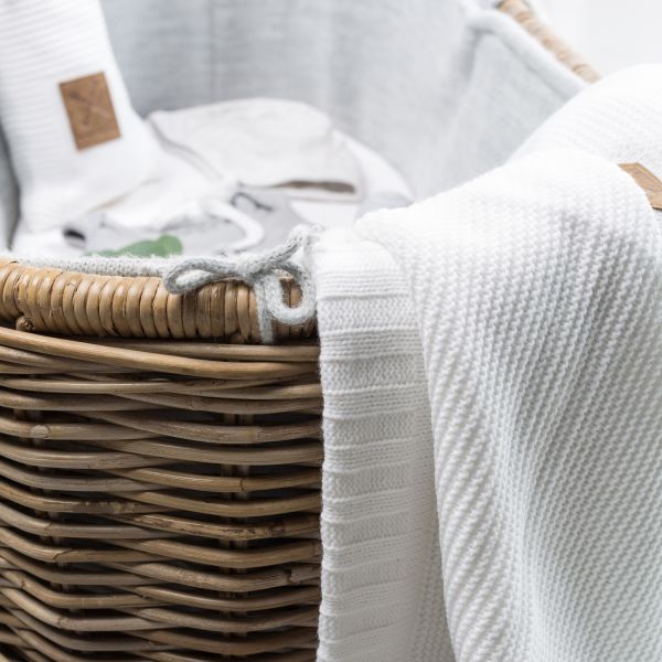 Kidsmill Moses Wieg Naturel / Wit - Bekleding Grijs