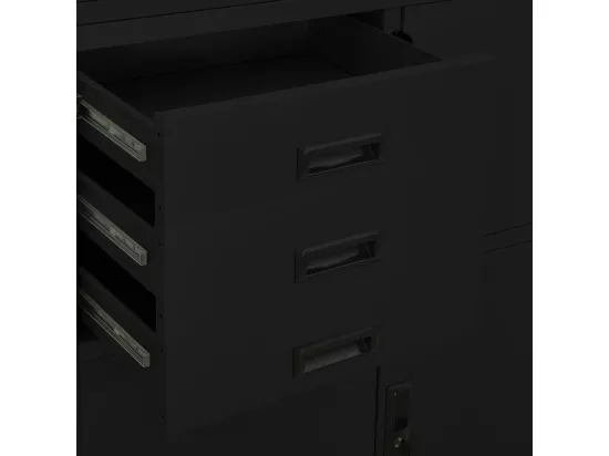 Armoire de bureau Noir 90x40x180 Acier 3