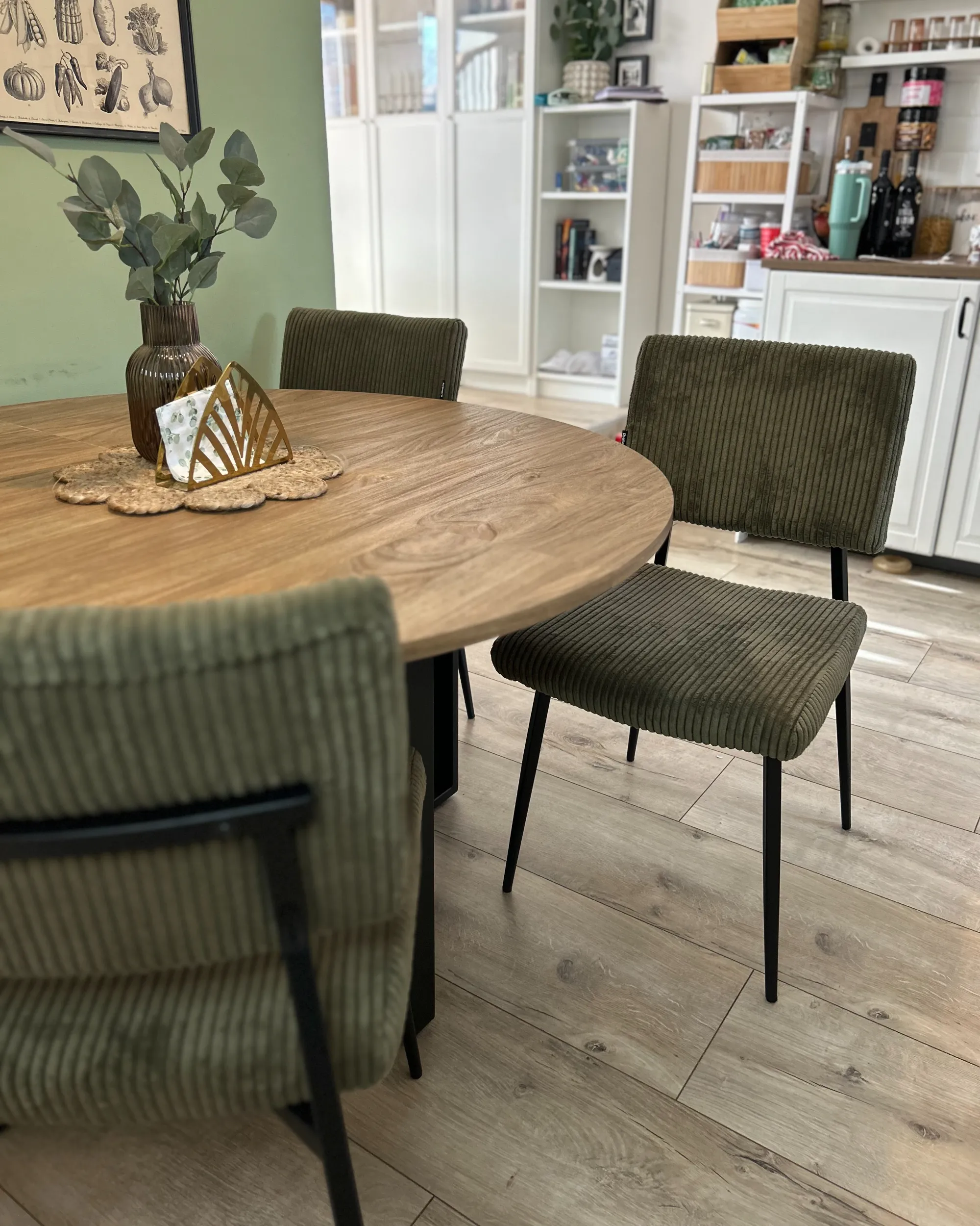 Set van 2 eetkamerstoelen STURGIS Corduroy Olijfgroen