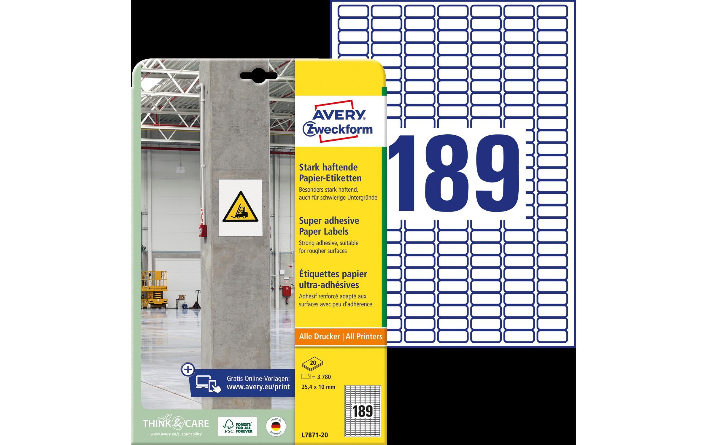 Vielzweck-Etiketten 25.4 x 10 mm, 20 BlattSelbstklebende Etiketten