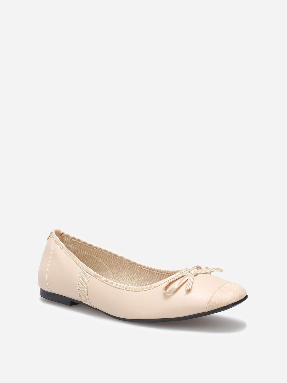 Ballerines multimatières à bout carré et nœud- Rose
