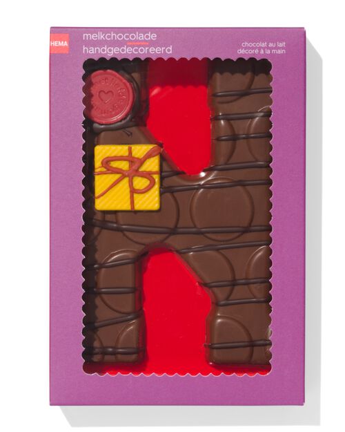 lettre N en chocolat au lait décorée à la main 200g