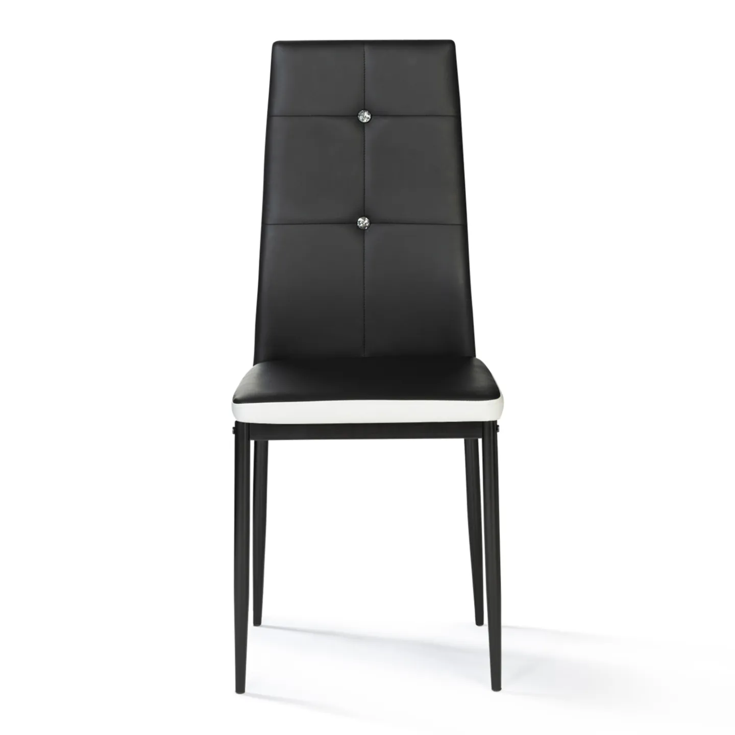 Lot de 6 chaises ROMANE noires bandeau blanc avec strass pour salle à manger