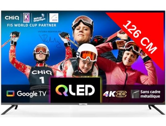 CHIQ - TV QLED 4K 126 cm U50QM8V Google TV, 50 Pouces, 4K, QLED