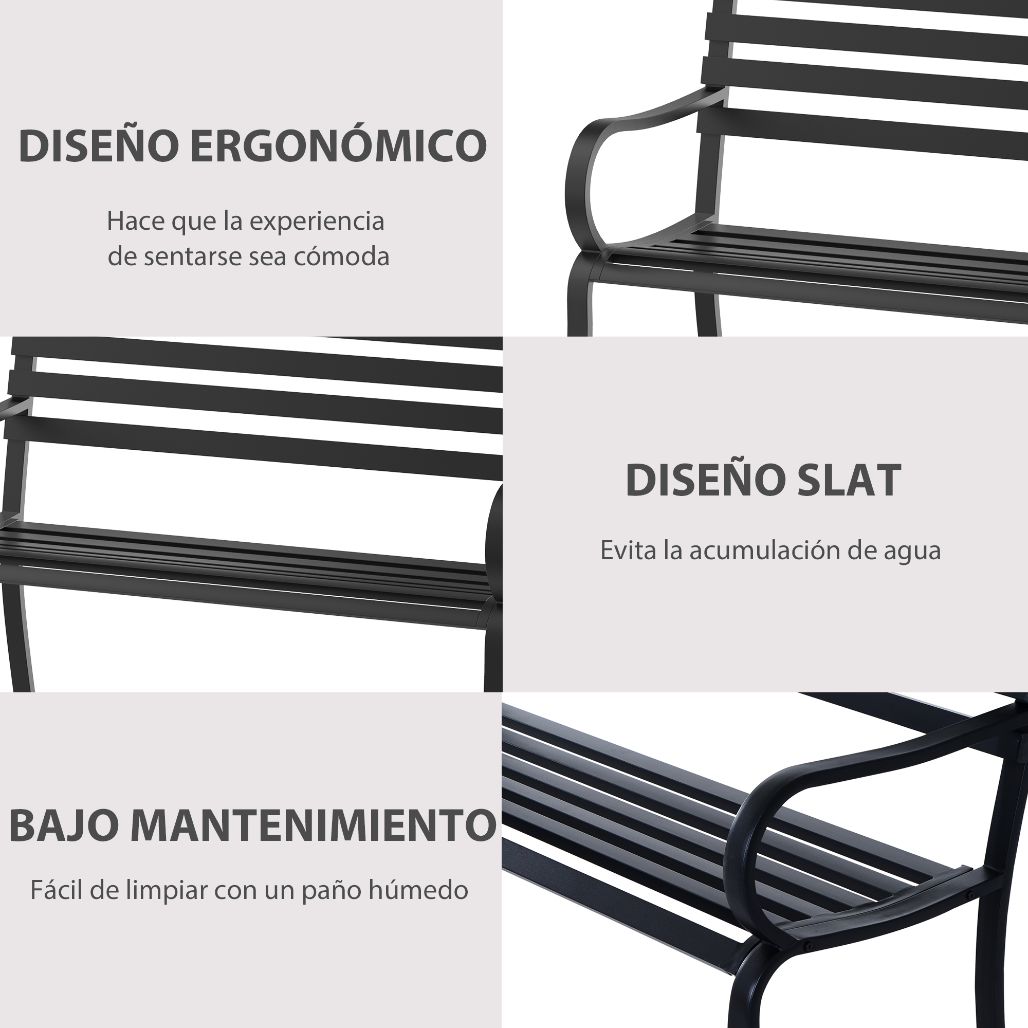 Banco de jardim preto Outsunny