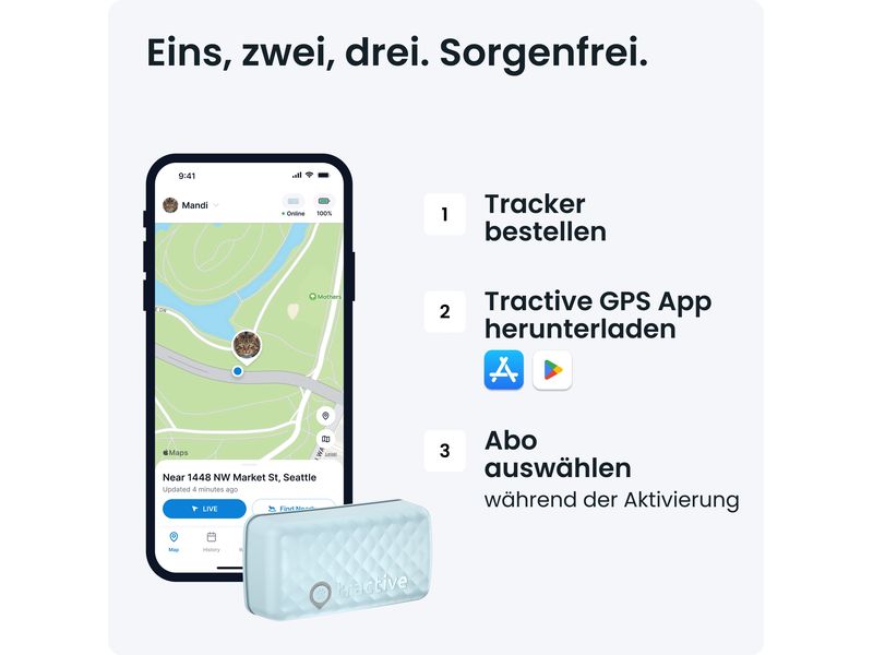 tractive GPS-Tracker CAT Mini LTE, Mint GPS Tracker für Katzen