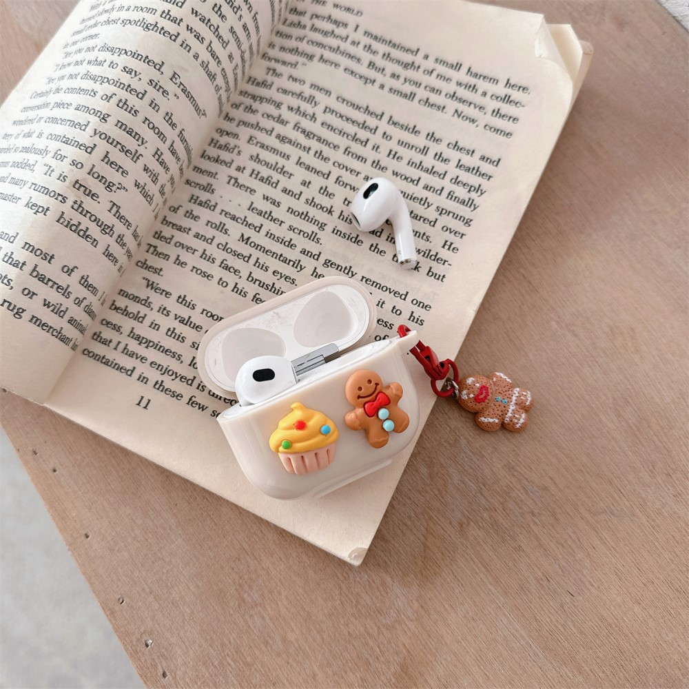 AirPods (3. Generation) Gummi Case Schutzhülle mit Lebkuchenmann Anhänger - Beige