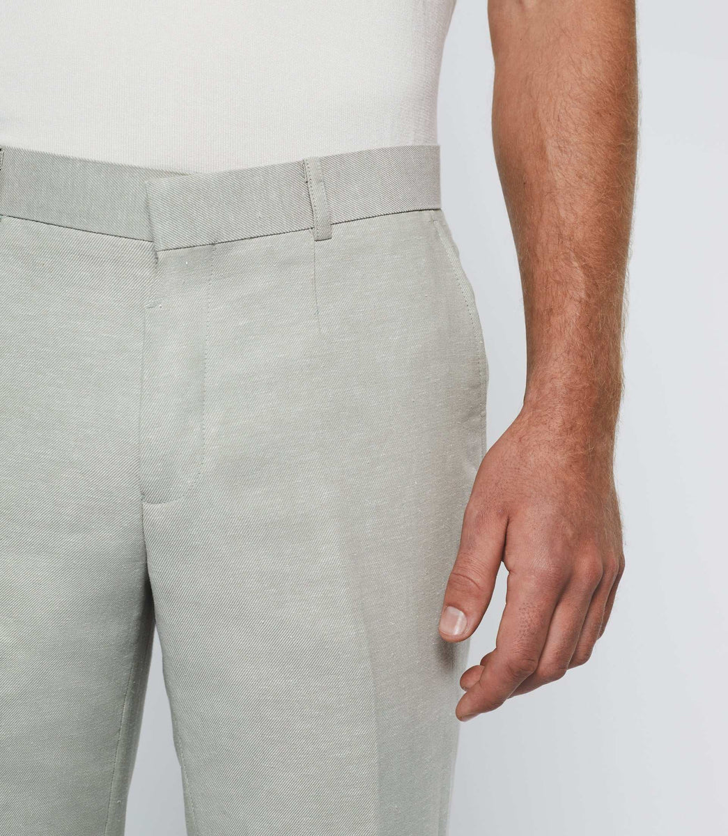 Pantalon ville en lin vert 