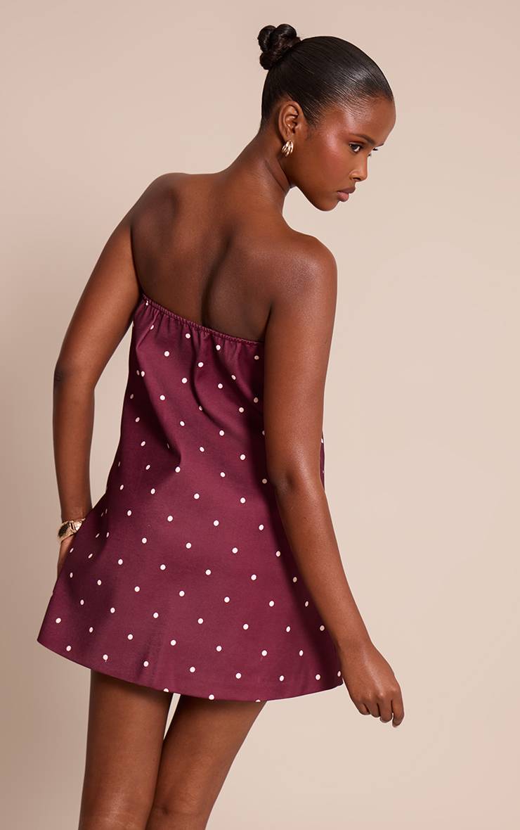 Rouge Bordeaux Robe Droite Imprimée À Pois