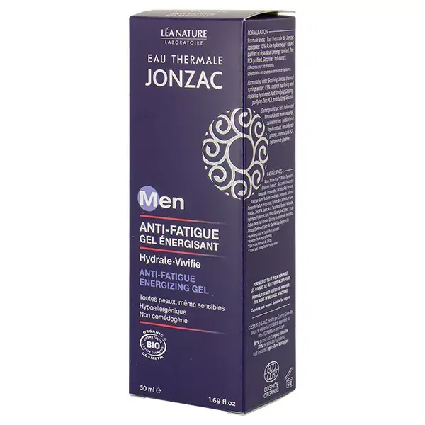 Gel energizante anti-fadiga orgânico Jonzac Thermal Water Men 50ml