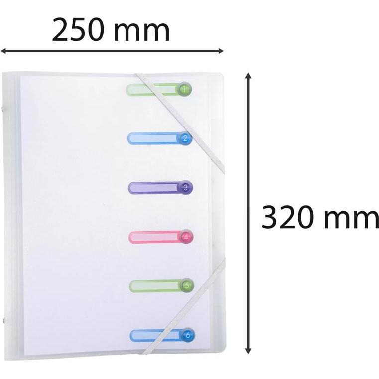 Trieur polypropylène 3 rabats 6 compartiments Chromaline - A4 - Incolore