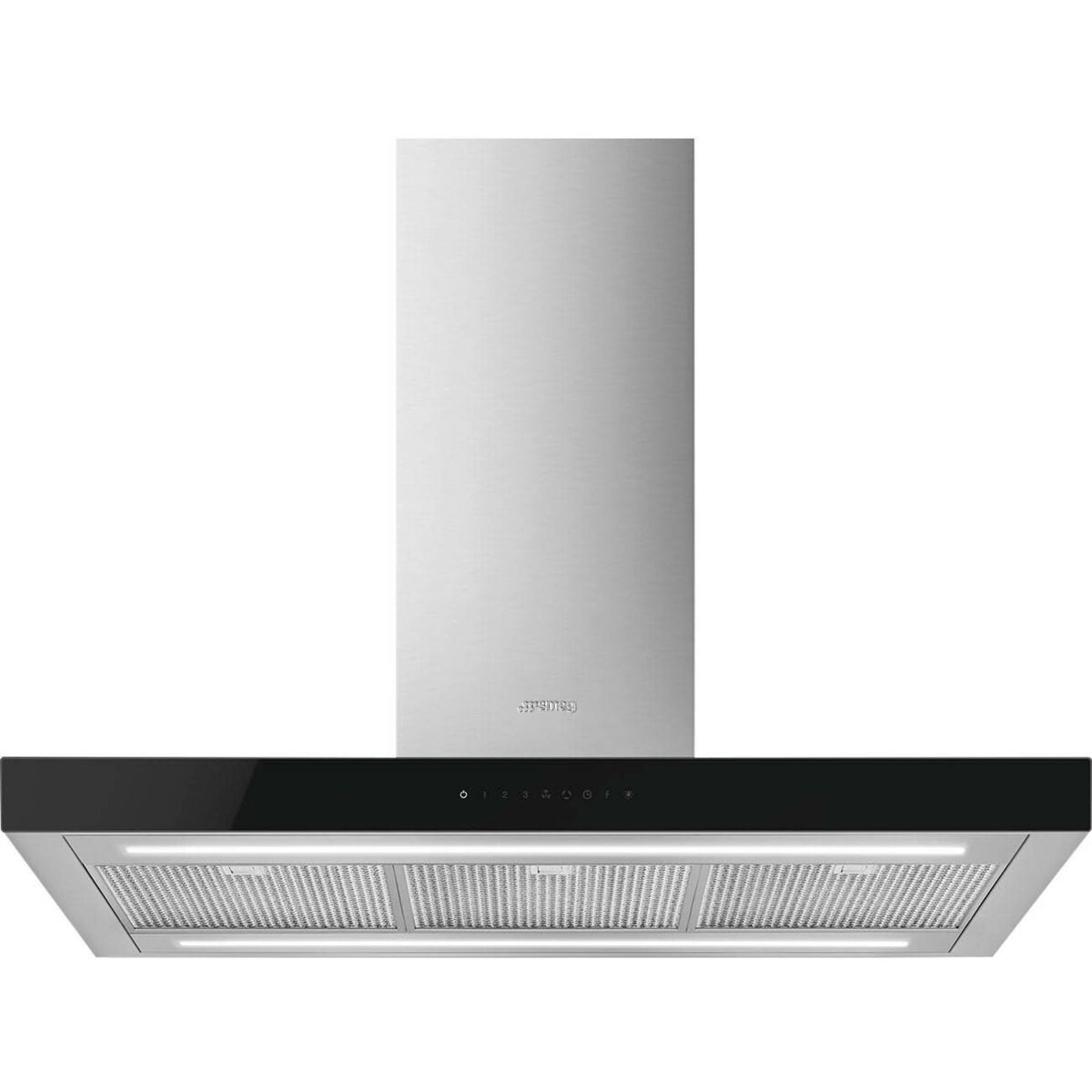 KBTI9L4VN fritthengende ventilator 90 cm, rustfritt stål/glas