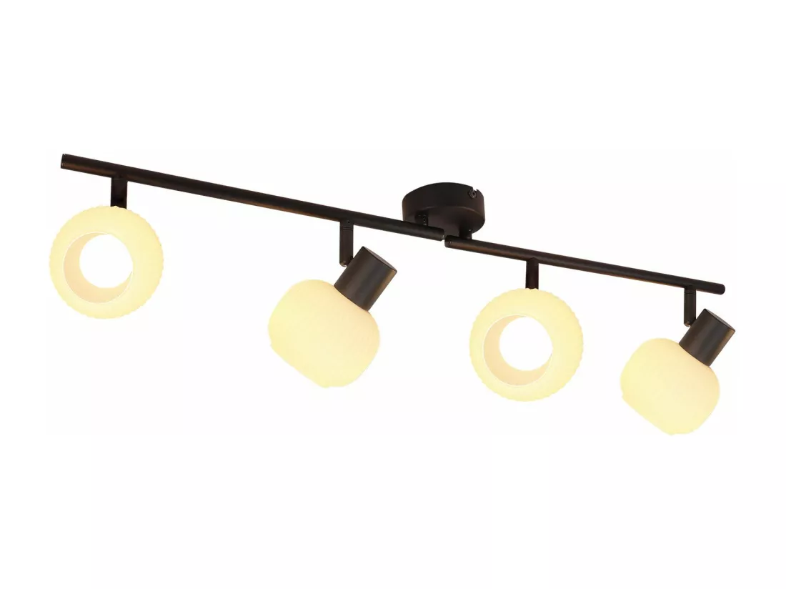 NETTLIFE Spot de plafond blanc E14 plafonnier 4 ampoules intérieur abat-jour en verre spot orientable