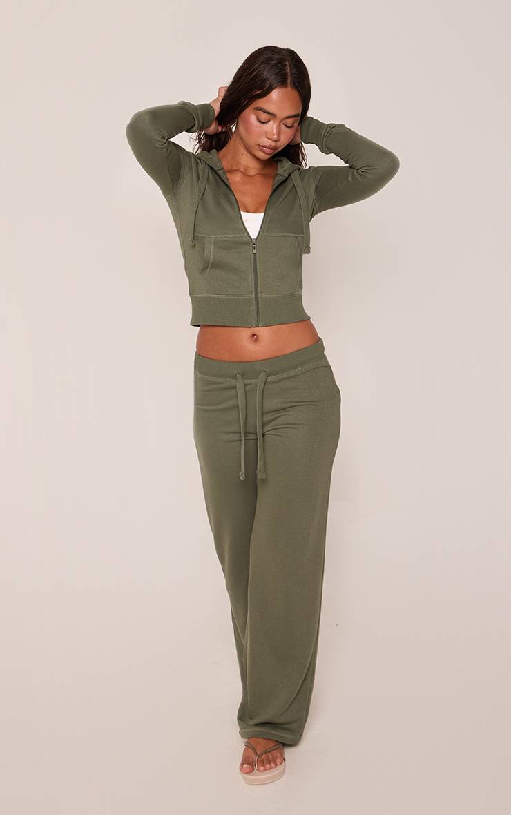 Sage Khaki Jogging Ajusté Taille Basse