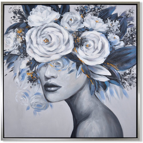 Signes Grimalt - Cuadro Mujer Tocado Flores Azul