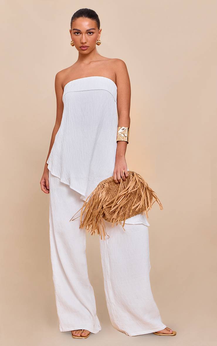 Blanc Haut Bandeau À Détail Drapé Asymétrique