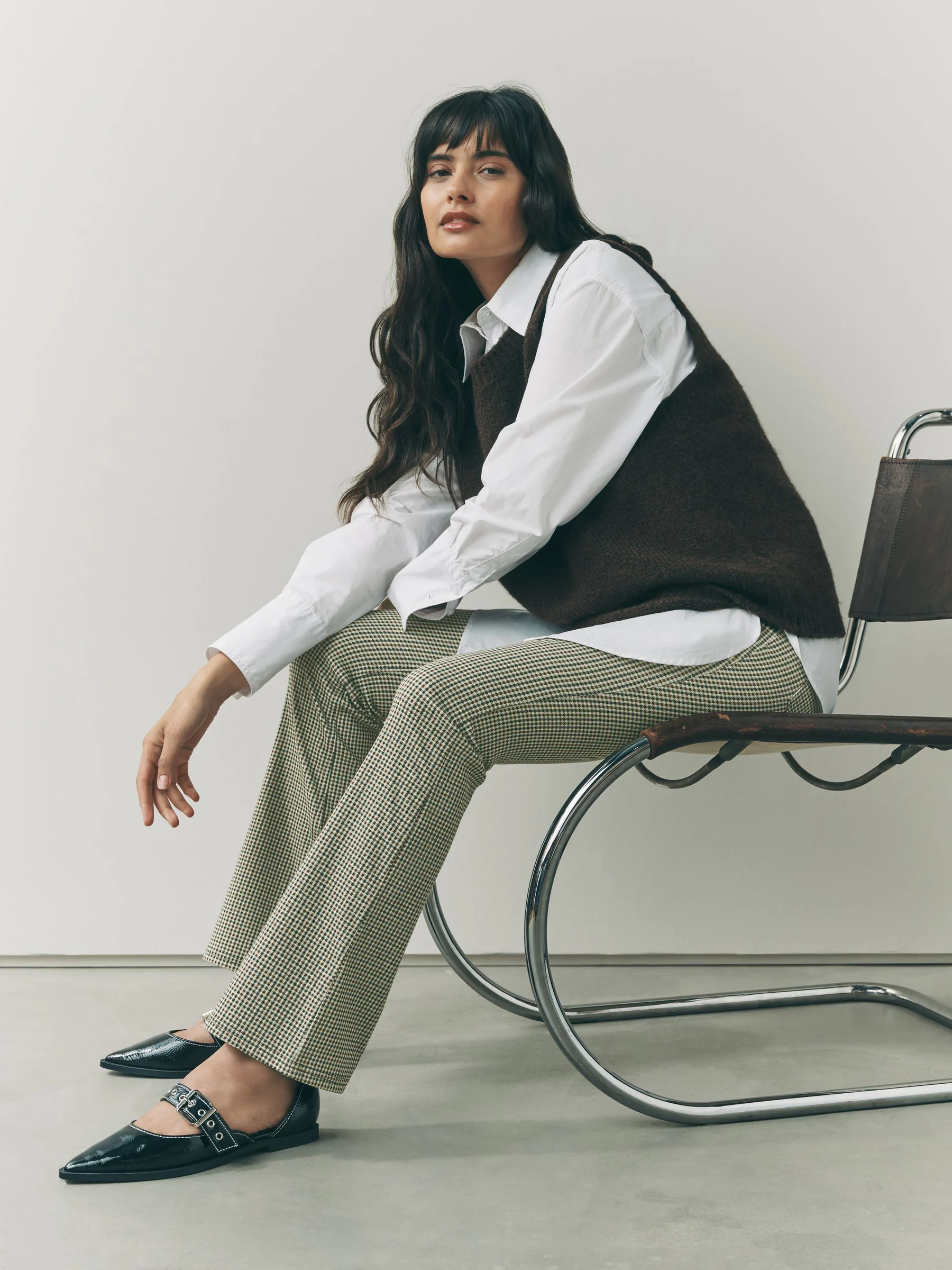 Naturel met pied-de-poule - Check Jersey Bootcut Leggings