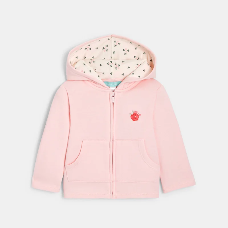 Sweat à capuche molleton rose bébé fille Rose