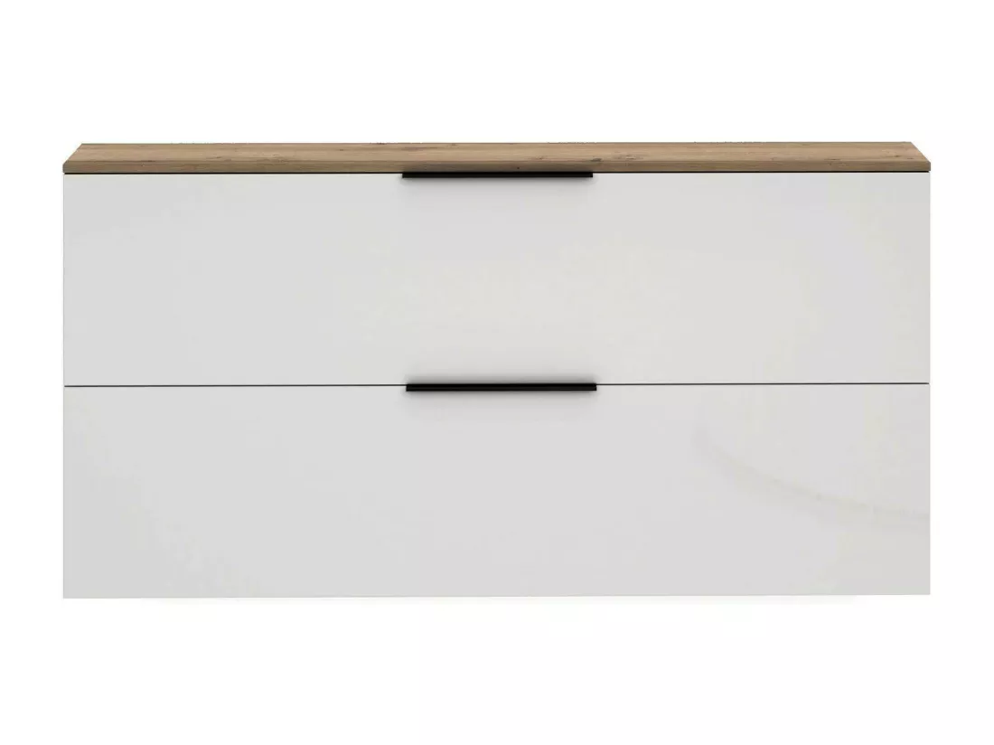 Meuble à chaussures Tubatse, Meuble à chaussures, Armoire d'entrée polyvalente, Rangement pour chaussures, Made in Italy, 160x19h80 cm, Blanc brillant et chêne