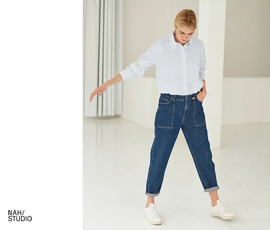 NAH/STUDIO Mom-Jeans | recycelte Baumwolle, Dark Blue