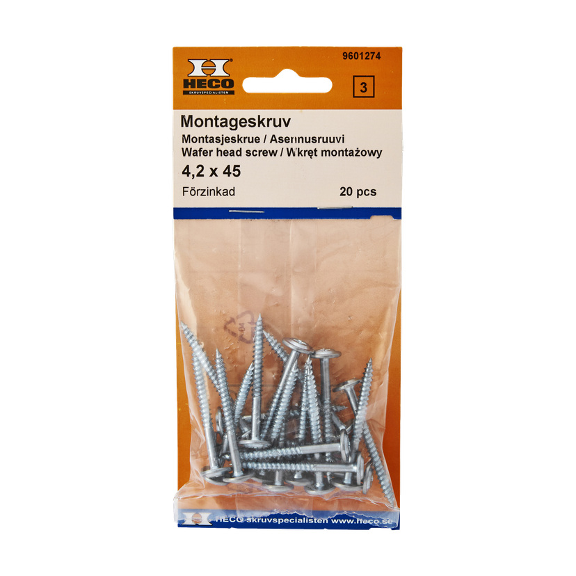 Monteringsskruer 20-pk 4,2x45 mm