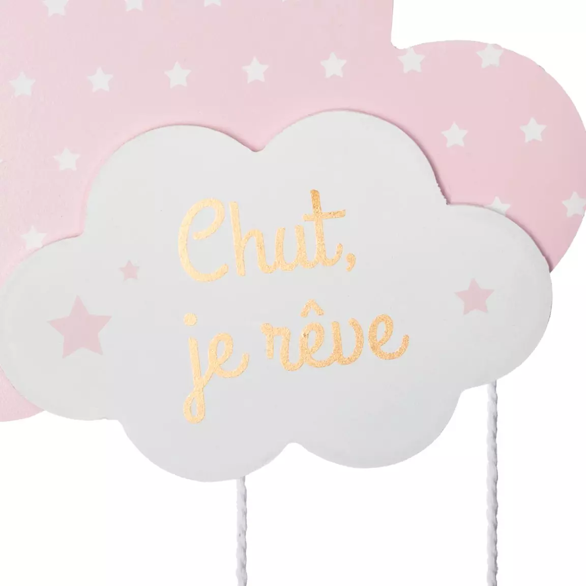 Mobile bébé bois et coton (H57.5 cm) Nuage Rose