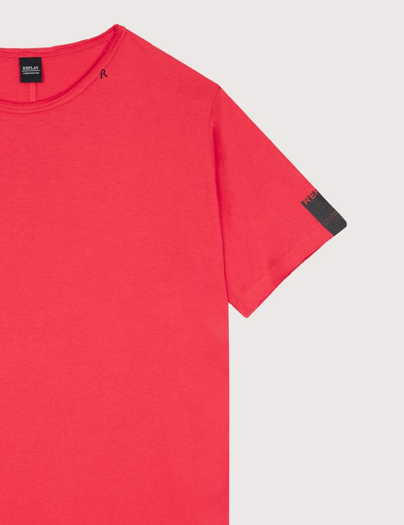 REPLAY T-SHIRT HOMME MANCHES COURTES  COL ROND ROUGE