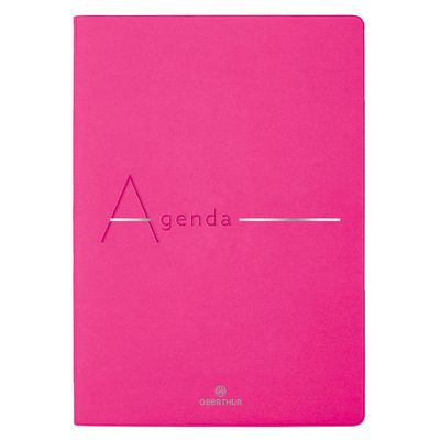 Agenda Bora 16 mois - 1 semaine sur 2 pages - 15,5 x 21,5 cm - fuchsia lisse - Oberthur