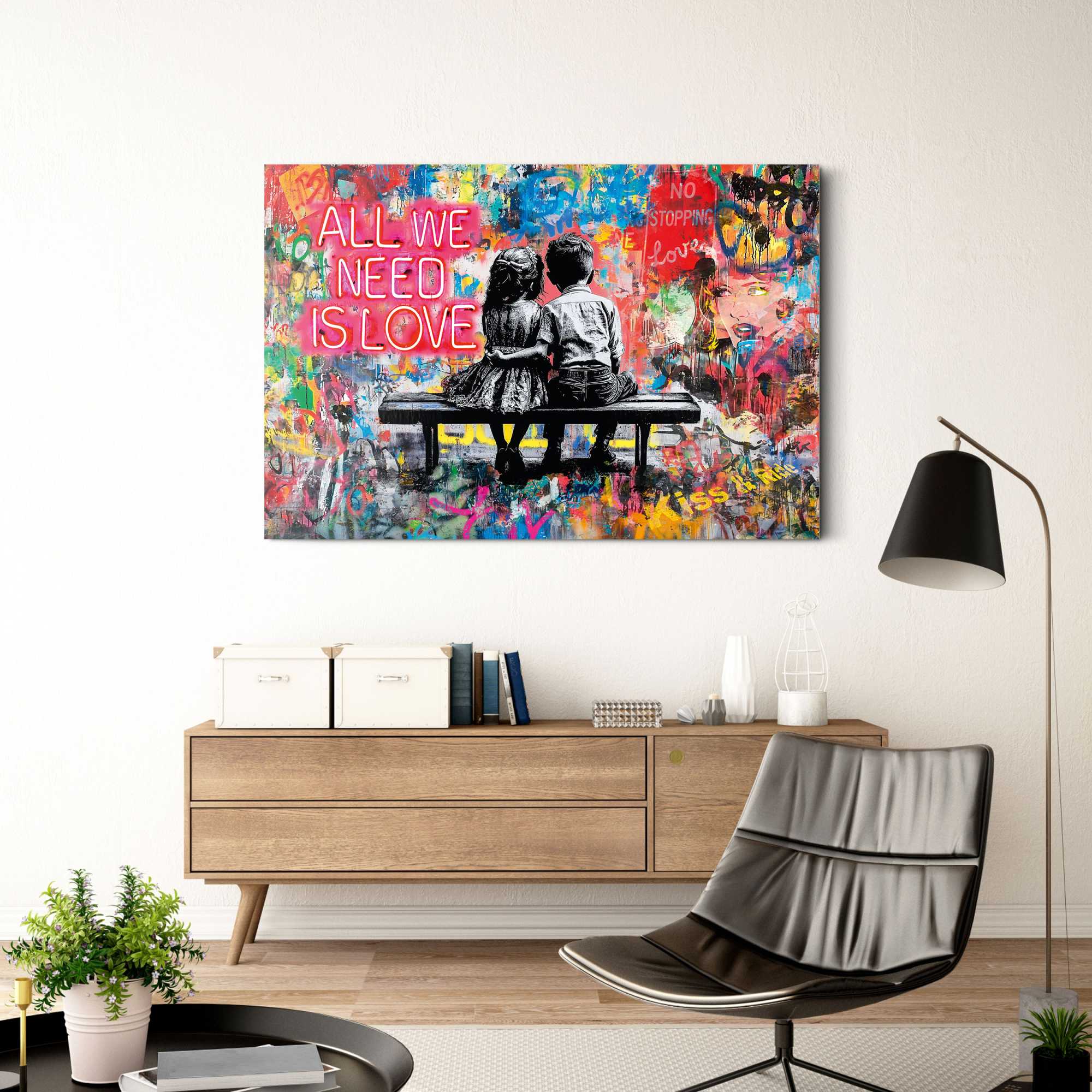Reinders - All We Need is Love - Glasschilderij 116x78 cm - Bont