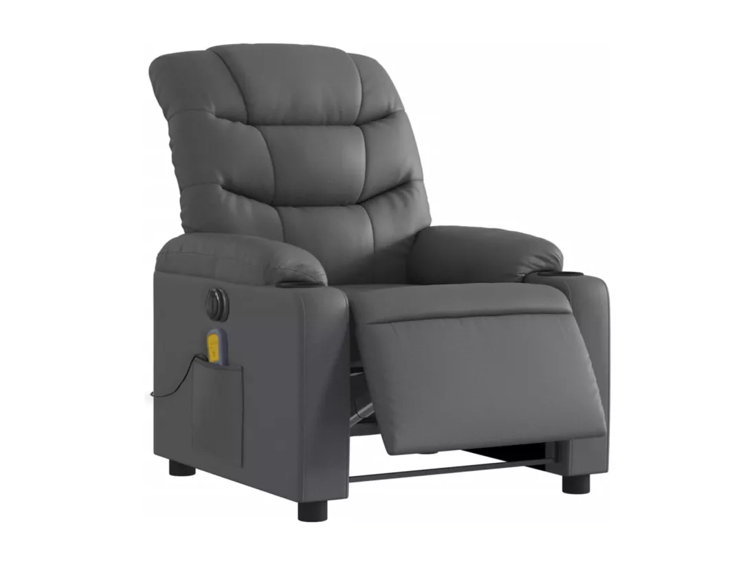 Fauteuil massant inclinable électrique gris similicuir
