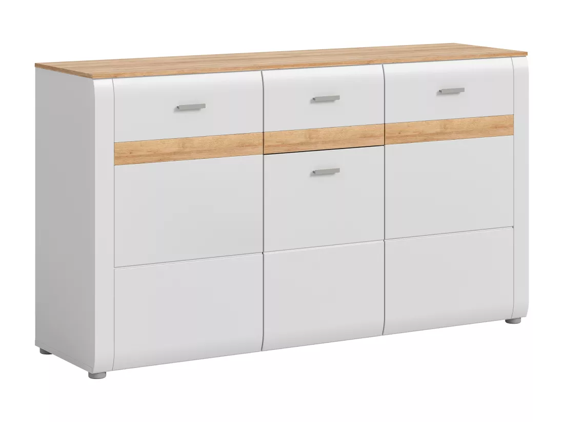 Othan - Buffet (L/H/P : 150x86x43 cm) en mélaminé gris cendré mat