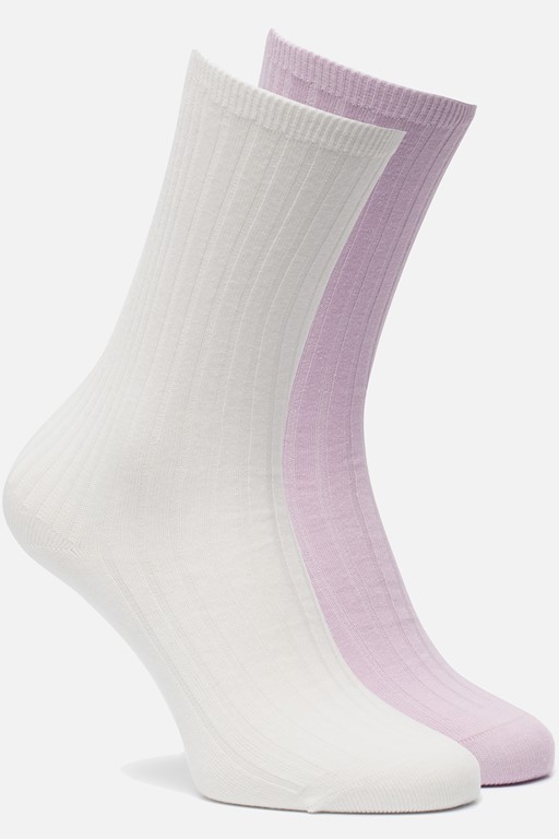 Tamaris Rib Sokken 2-pack paars Textiel