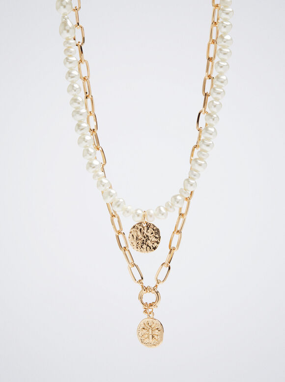 Conjunto de colares com pérolas de água doce - brancas