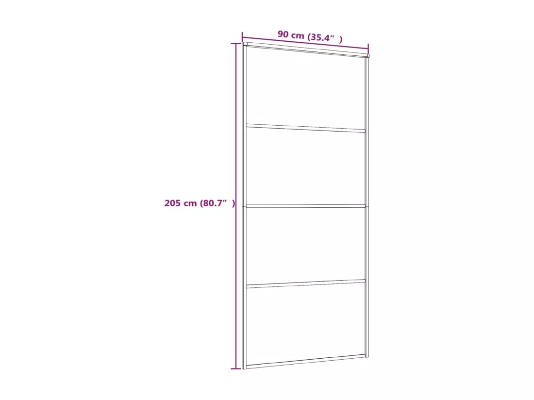 Porte coulissante Verre ESG et aluminium 90x205 cm Blanc