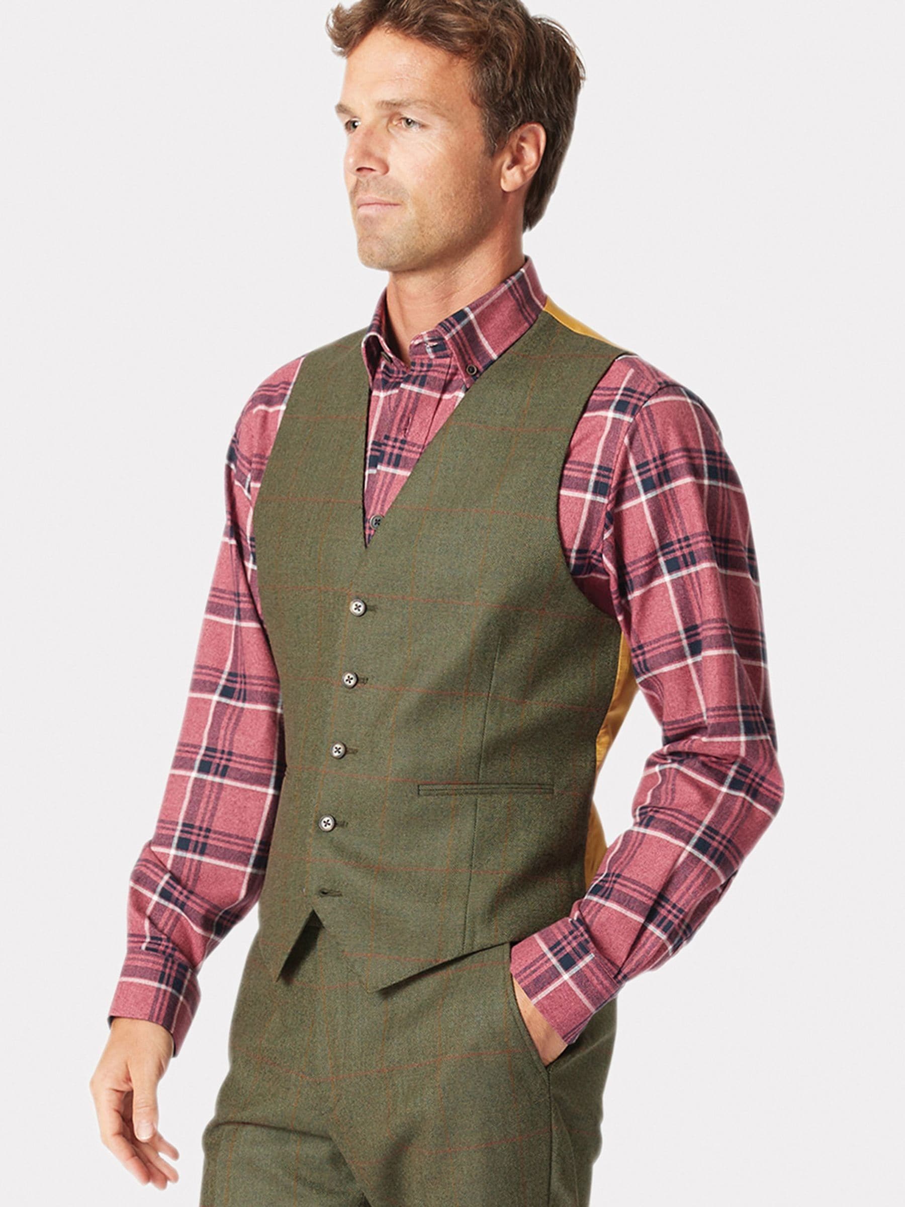 Brook Taverner Wool Check Suit Waistcoat