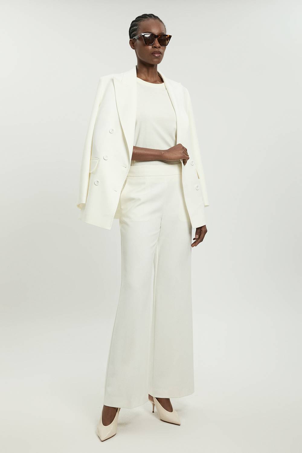 KarenMillen Pantalon Droit Ajusté en Tissu Stretch Compact